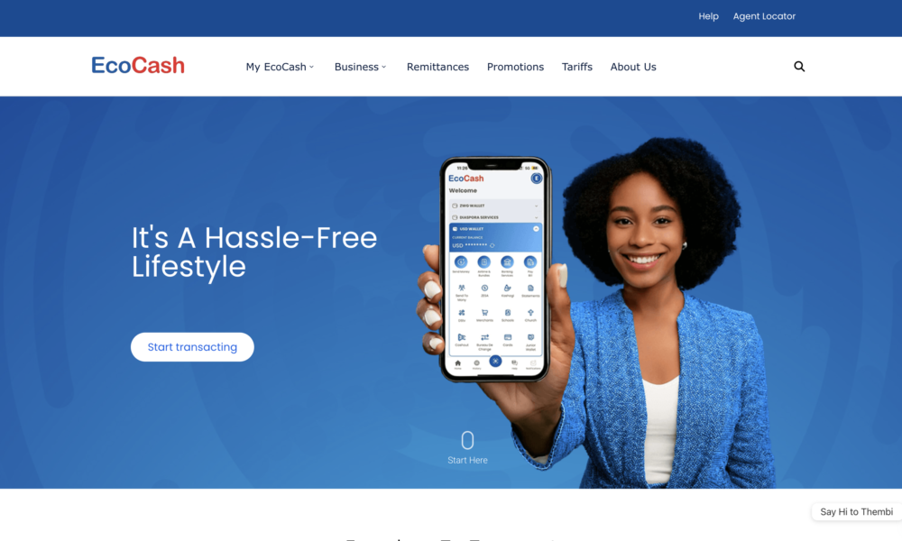 EcoCash Website Snapshot EcoCash Website Snapshot